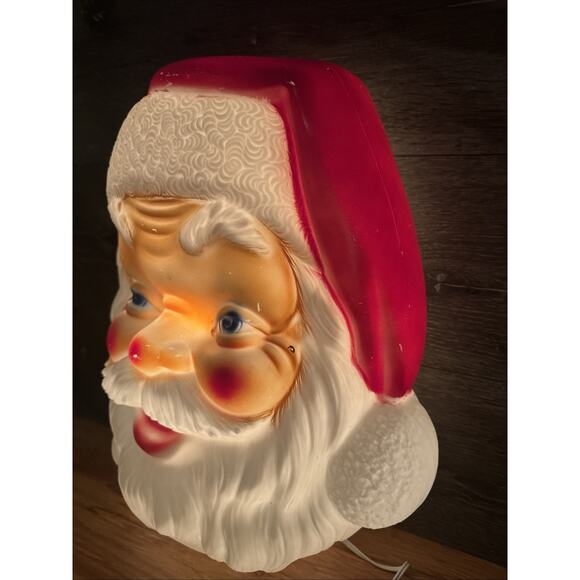 Vintage EMPIRE BLOW MOLD SANTA CLAUS FACE CHRISTMAS light up door hang 17" - Picture 3 of 12